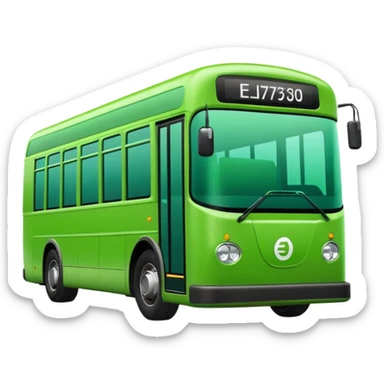 green electric bus with a big green euro bill showing a 0 sticker