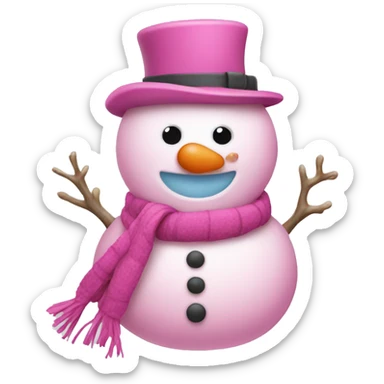 Pink snowman sticker