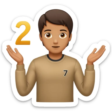A guy shrugging with a 6 on the left and a 7 on the right sticker