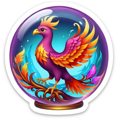 A phoenix inside a transparent crystal ball sticker