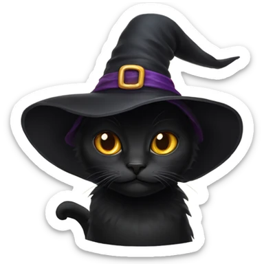 Black cat with a witch hat sticker