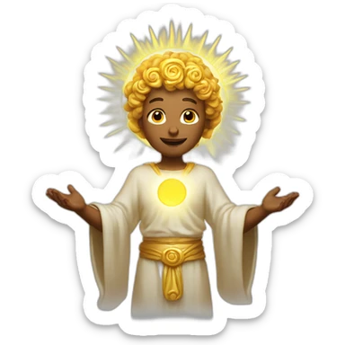 Emote of a divine figure with a radiant halo sticker