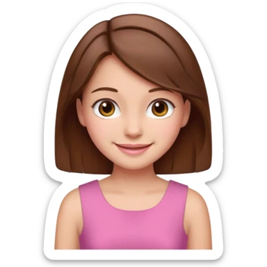 Pink dress happy girl and brown hair short sticker