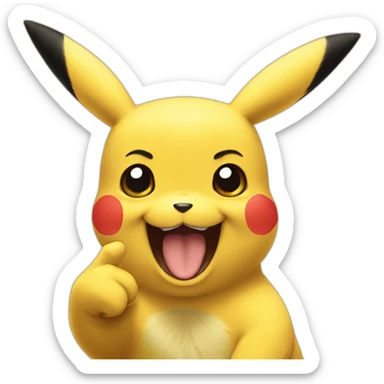 Pikachu face with one thumb up sticker