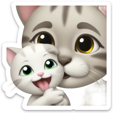 Cat kissing baby sticker