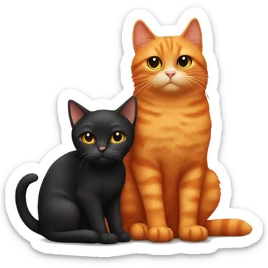 orange cat and black cat cuddle sticker