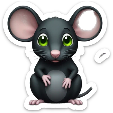 Black rat with emeraud sticker