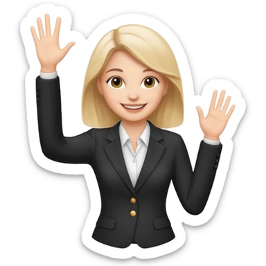 Create Emoji of white girl with bussines outfit is waveing sticker