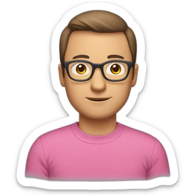   A 40 years old man with glasses and brown short haar. He have a pink T-shirt where the Text « cart » with the « a » in a circle. The logo is on the right of the t-shirt. sticker