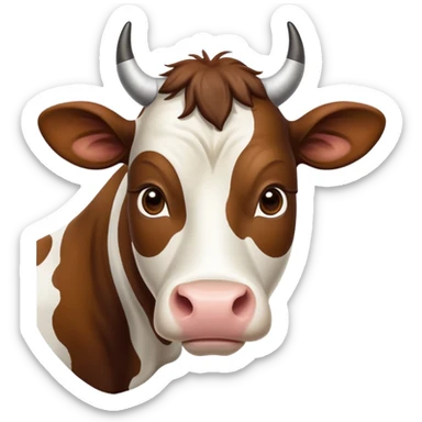 cinematic-noble-brown-and-white-cow-portrait-emoji,-poised-and-regal,-with-a-large,-sturdy-build-and-a-beautifully-patterned-hide-of-rich-brown-accented-by-crisp-white-patches,-deep-set-soulful-brown-eyes,-simplified-yet-sharp-and-sophisticated sticker
