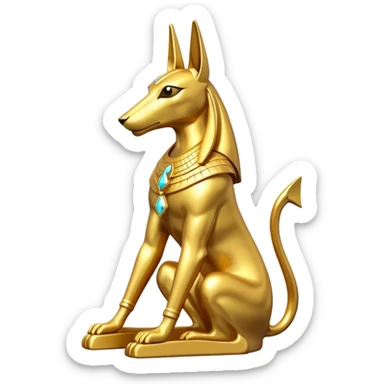 Golden Sparkly Shiny glittery Gold Anubis Statue sticker