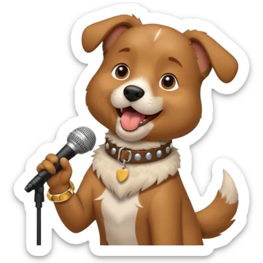 Dog singing with mic sticker