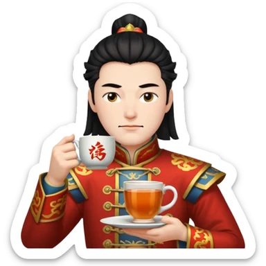 Lu bu squinting while drinking tea  sticker