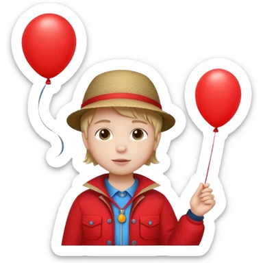 Child + balloon, Park Visitor, with park background, cicrle style frame. sticker