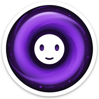 A Discord emoji of a swirling dark void or black hole with violet sparks at the edges. Circular composition, deep shadows, 2D flat vector, white background. sticker