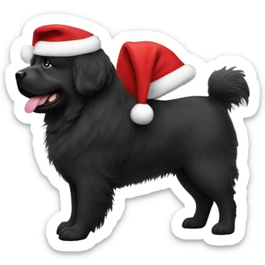 Newfoundland dog with Santa hat sticker