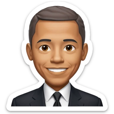 Create Barack Obama in a suit with warm smile & confident pose. sticker