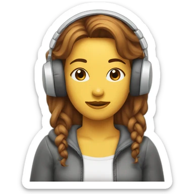 Ragazzina che ascolta le cuffie sticker