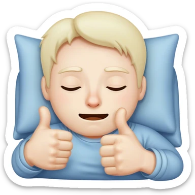 Completely sleep deprived face with the thumbs up sticker