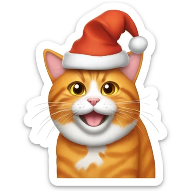 orange cat with santa hat sticker