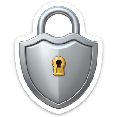 security shield with a padlock on top, cartoonish style sticker