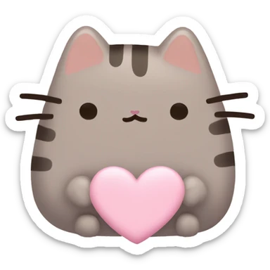 pusheen light pink heart sticker
