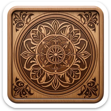 Pyrography icon, large wooden surface with detailed burn marks, intricate patterns etched into wood using a soldering iron, no flames or smoke, minimalistic style, clean lines, transparent background. sticker