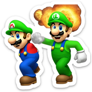mario and luigi exploding sticker