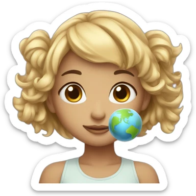 Earth headed cute girl sticker