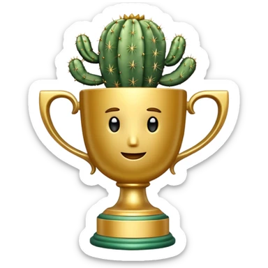 gold cactus cup trophy sticker