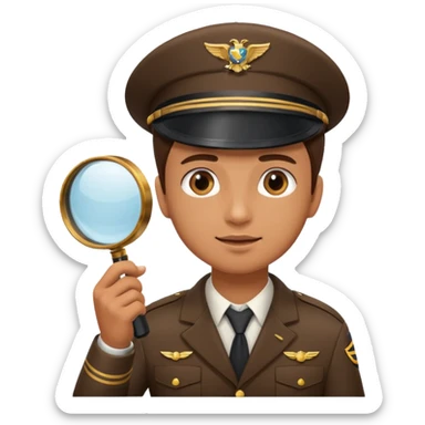 pilot holding a magnifying glass sticker
