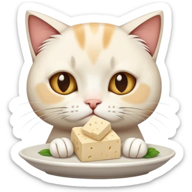 Sad cat eating tofu eating tofu sticker