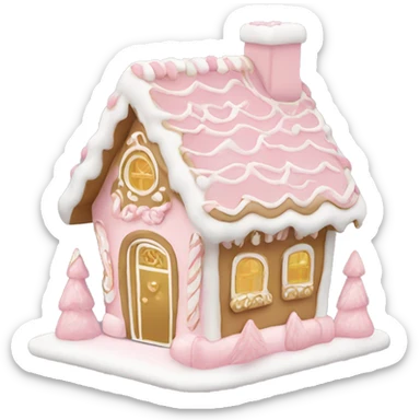 light pink and gold and white gingerbread house sticker