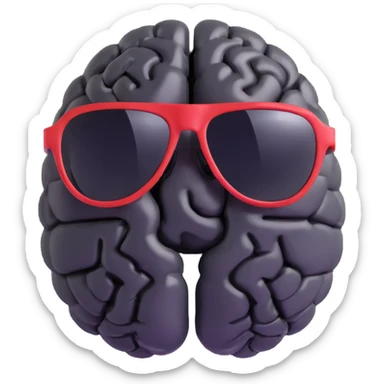brain with stylish black sunglasses sticker