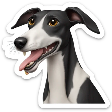 Black greyhound with lamb toy in mouth sticker
