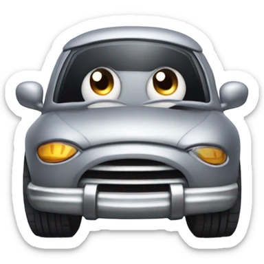 Metal cute mad Kirby Gray ball driving on car wheels with mad eyebrows game sticker