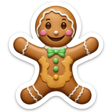 Gingerbread Man with icing smile sticker
