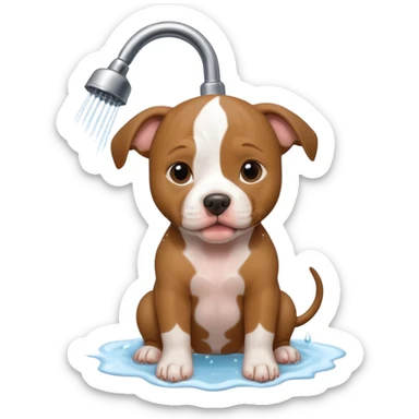 Pitbull puppy in the shower ￼ sticker