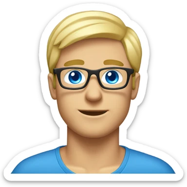 male PCB designer behind macbook, blond, blue eyes with classes sticker