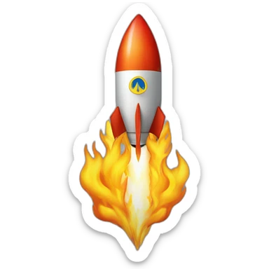 rocket with flame shaped as Ukrainian trident sticker