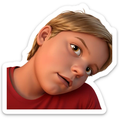 boy in red shirt gazing sticker