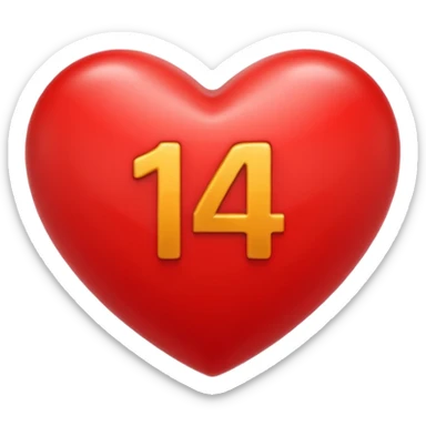 the number "14" in a red heart sticker