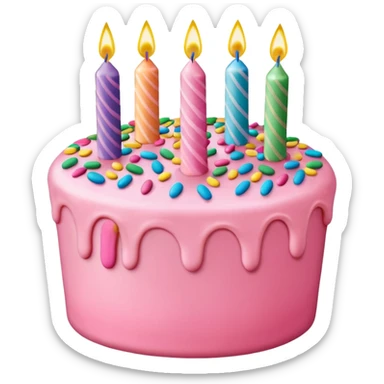 birthday cake with pink icing and sprinkles sticker