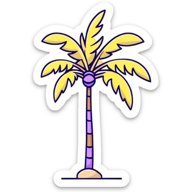 palm tree with pastel yellow trunk and pastel lavender leaves sticker