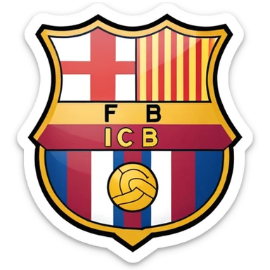 FC Barcelona logo, shield with blue and red stripes, football club emblem sticker