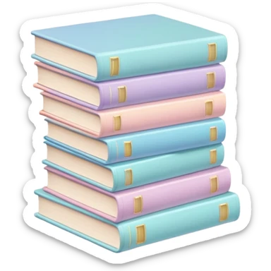 stacked pastel books with soft shadows, gentle sparkle, minimalistic clean girl vibe sticker