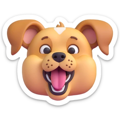 a dog making a silly face, 3D emoji style sticker