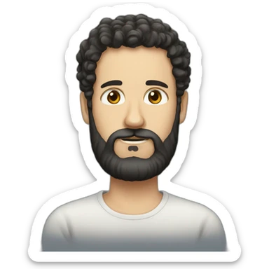 white man, black beard and short curly hair, russian,  sticker