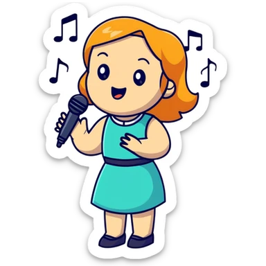 young lady singing sticker