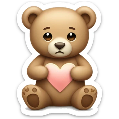 A Teddybear with a beige heart  sticker